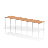 Impulse Single Row 3 Person Bench Desk W1200 x D800 x H730mm Oak Finish White Frame - IB00325 DD